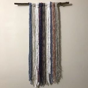 Muted Blues Birchwood 36” Yarn Hanging Tapestry